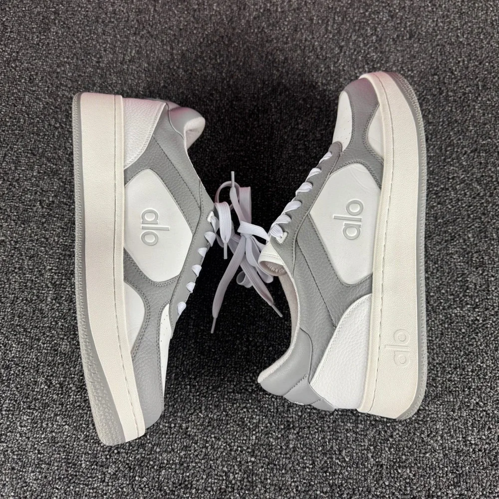Alo Yoga Alo-X Sneaker Vegan Leather Grey White Mens 12.5 Womens 14 unisex